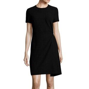 New Hugo Boss Dirami Dress Womens 10 Black Sheath Side Cinched Short Sleeve